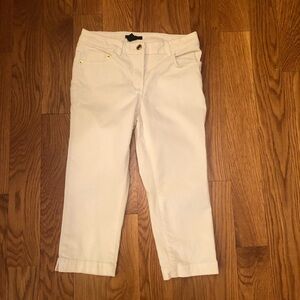 H&M Cream Cropped Light Stretch Cotton Jeans 34 4